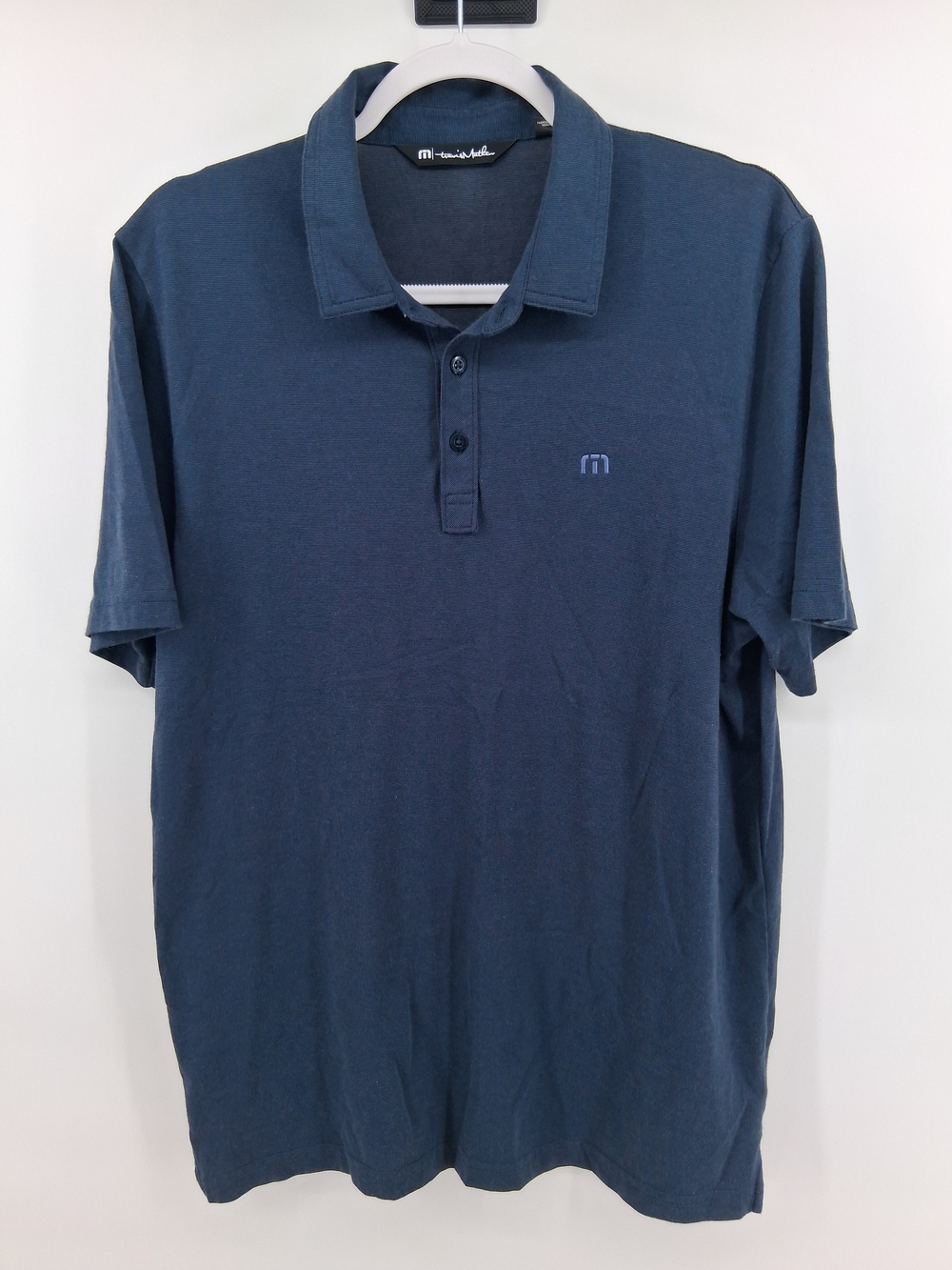 Travis Mathew Navy Short-Sleeve Polo with Embroidered M Logo